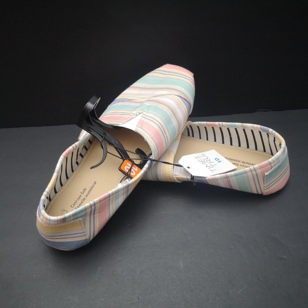 NWT Time & Tru Ladies Size 10 Multi Colored Striped w/ White Soles Flats